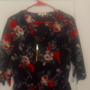 1x short  black flower dress with Zipper neck by Stella Tweed